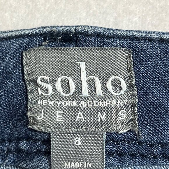 Soho New York & Co. Womens Skinny Blue Denim Jeans Size 8 Zipper Pockets Stretch - Picture 5 of 10